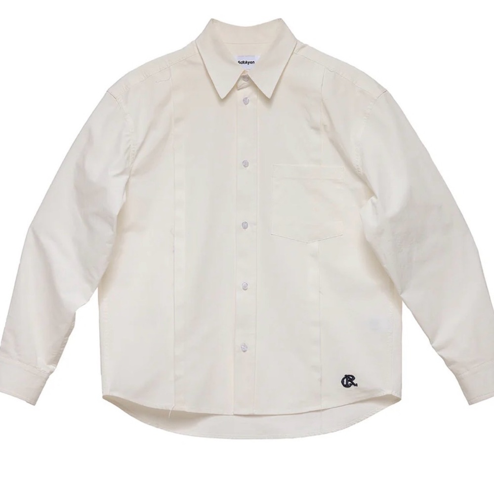 6cRAyon Ivory Poplin Embroidered Shirt Unisex Relaxed L 🤍